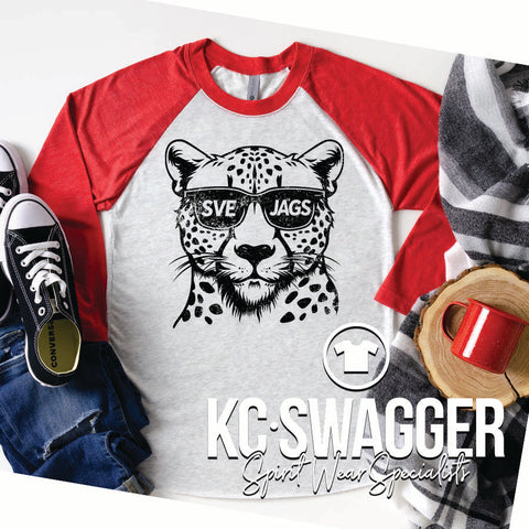 SVE JAGUARS RED TRIBLEND NEXT LEVEL RAGLAN TEE