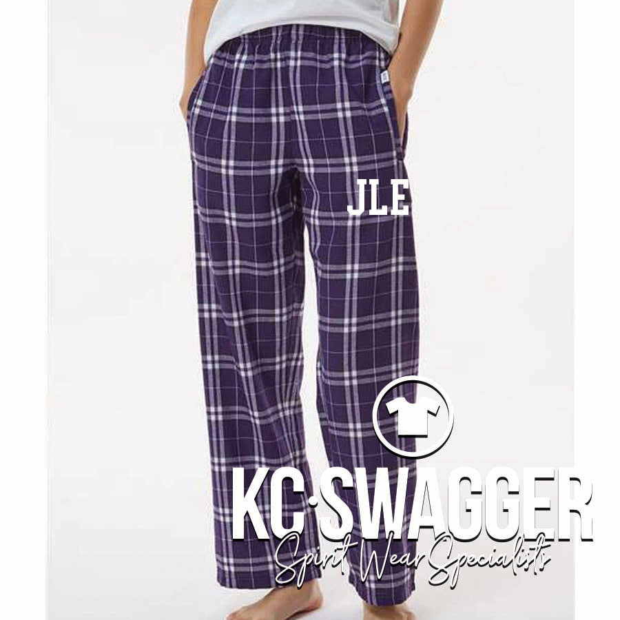 JLE SUPERCATS PURPLE PLAID BOXERCRAFT FLANNEL PANTS