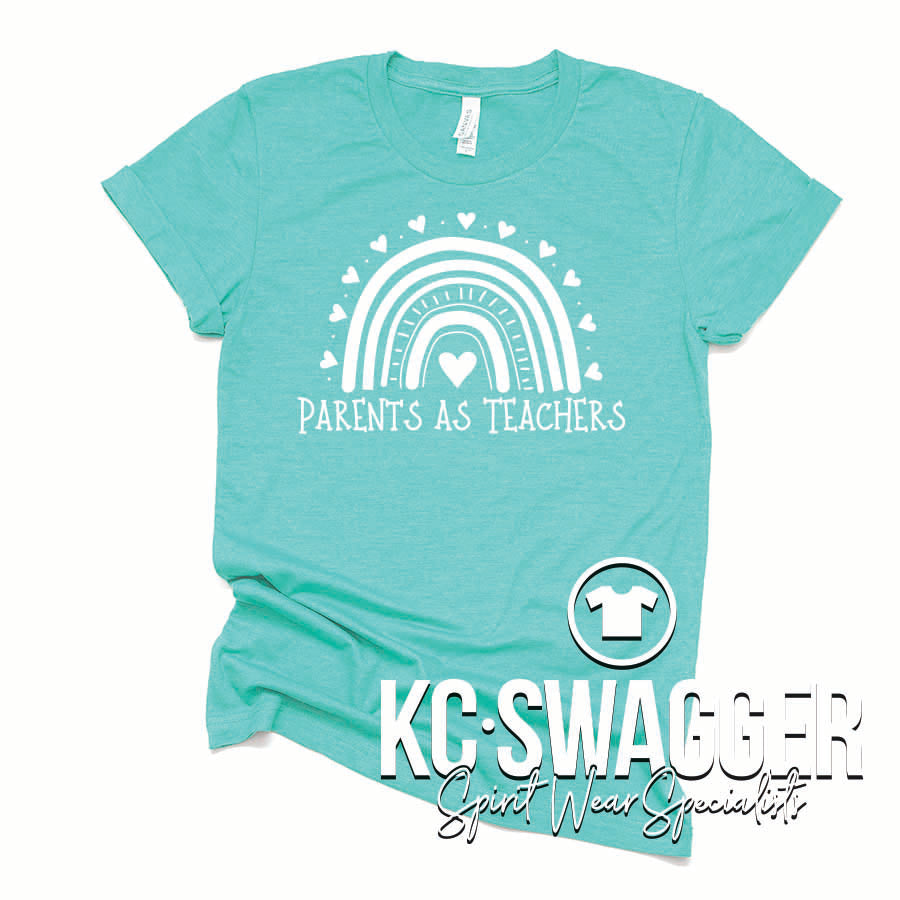 PARENTS AS TEACHERS HEATHER SEA GREEN BELLA CANVAS TEE