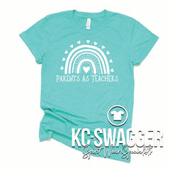 PARENTS AS TEACHERS HEATHER SEA GREEN BELLA CANVAS TEE