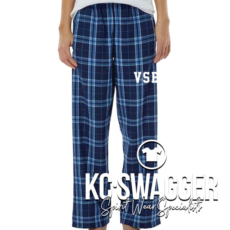 VSE FALCONS NAVY AND BLUE PLAID FLANNEL BOXERCRAFT PANTS