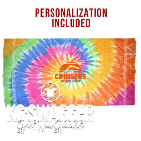 LAKEWOOD CRUISERS TIE DYE PERSONALIZED BEACH TOWEL