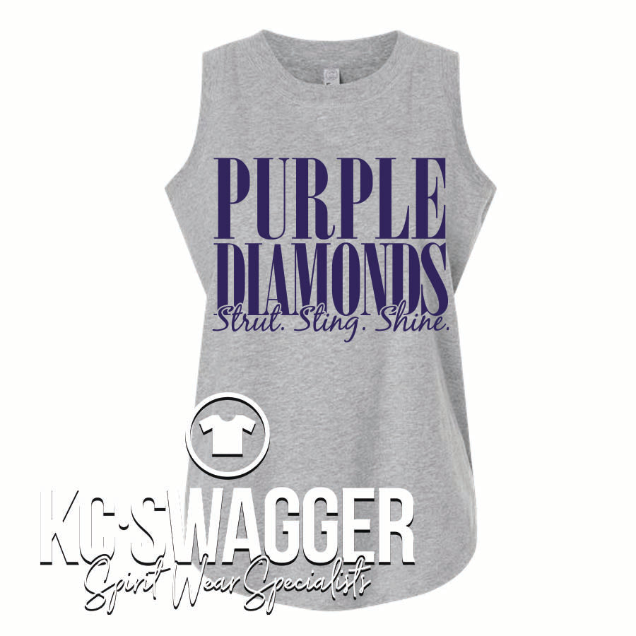 NKC PURPLE DIAMONDS ATHLETIC HEATHER LAT LADIES RELAXED FINE JERSEY TANK