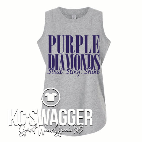 NKC PURPLE DIAMONDS ATHLETIC HEATHER LAT LADIES RELAXED FINE JERSEY TANK
