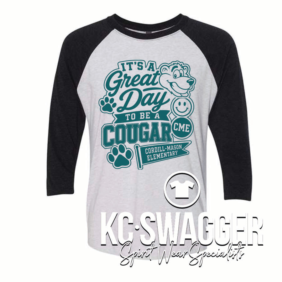 CME COUGARS BLACK TRIBLEND NEXT LEVEL RAGLAN TEE (ADULT ONLY)