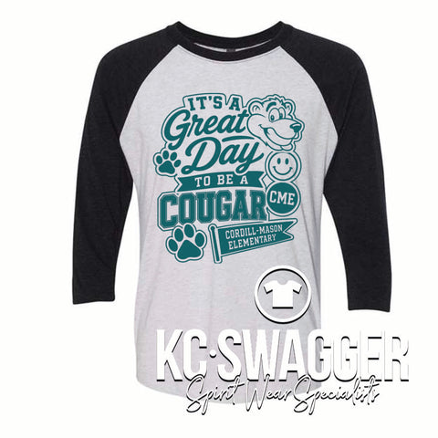 CME COUGARS BLACK TRIBLEND NEXT LEVEL RAGLAN TEE (ADULT ONLY)