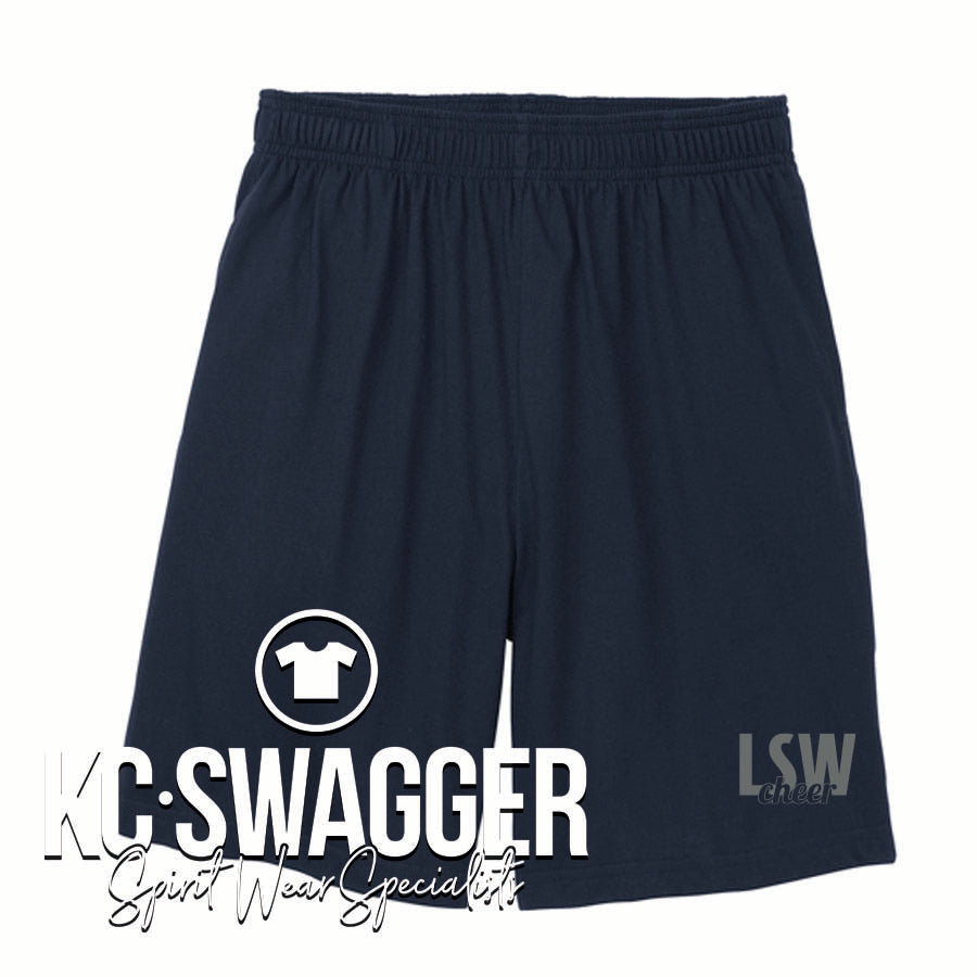 LSW CHEER NAVY MEN'S SPORT-TEK JERSEY KNIT SHORTS