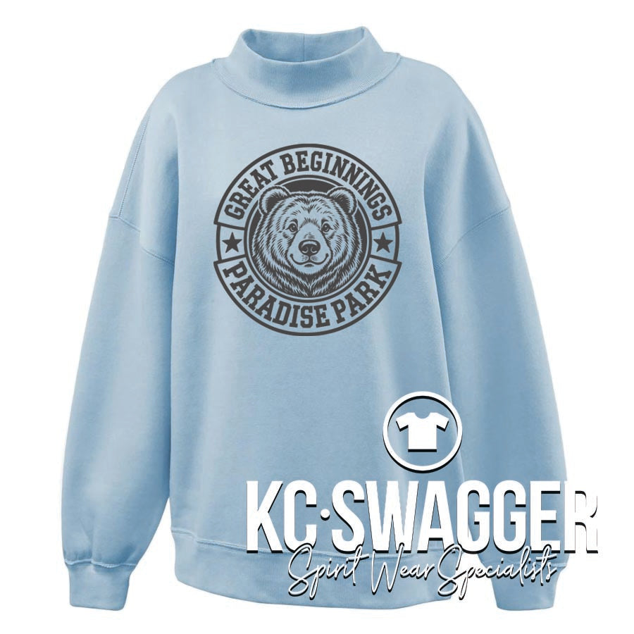 GREAT BEGINNINGS PARADISE PARK LIGHT BLUE PENNANT JULIET MOCKNECK FLEECE