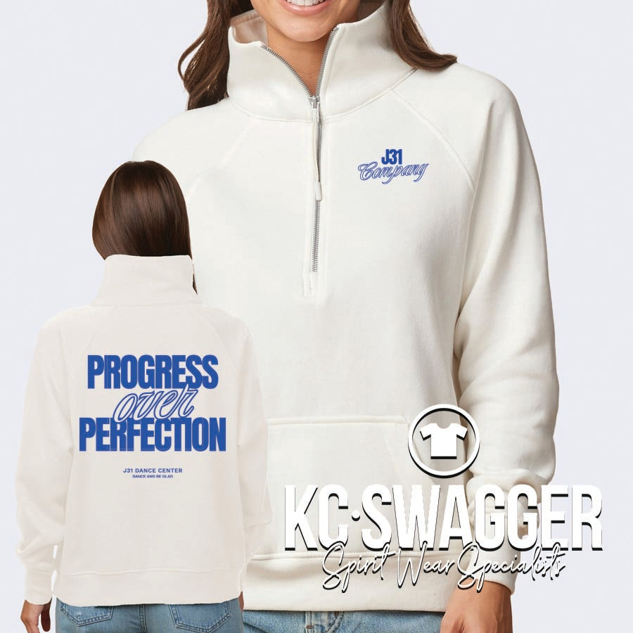 J31 DANCE LINEN ENZA GIRLS AND LADIES HALF ZIP FLEECE SWEATSHIRT