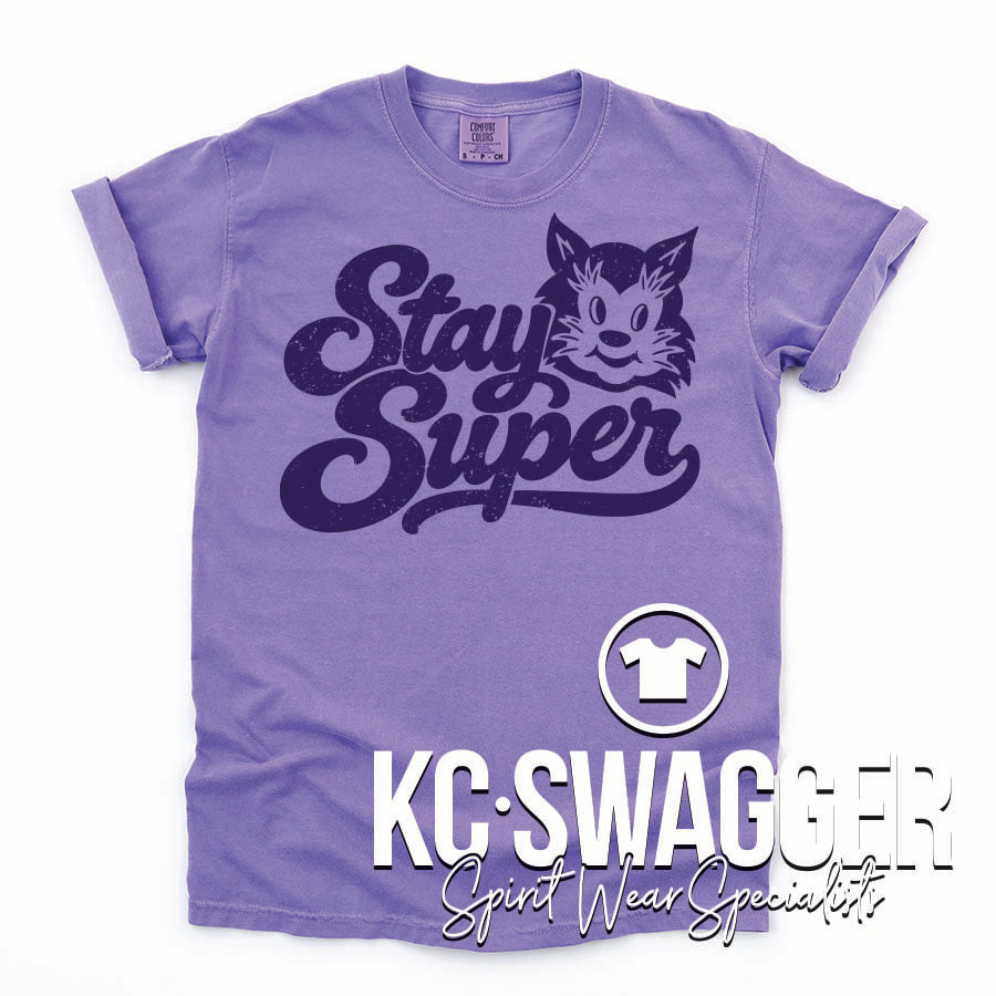 JLE SUPERCATS VIOLET COMFORT COLORS TEE