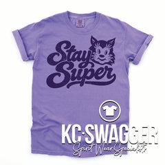 JLE SUPERCATS VIOLET COMFORT COLORS TEE