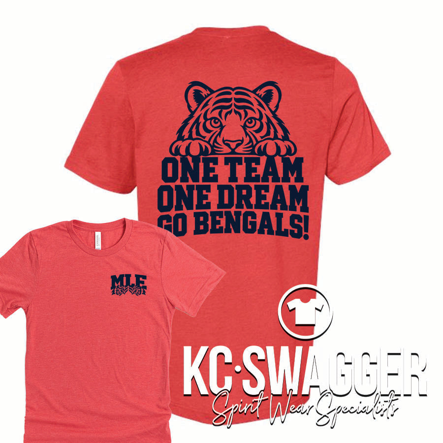 MLE BENGALS HEATHER RED BELLA CANVAS TEE