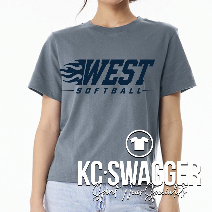 LSW SOFTBALL VINTAGE DENIM CROPPED BELLA CANVAS TEE