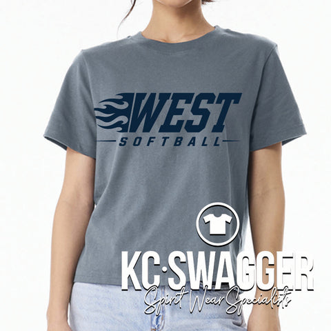 LSW SOFTBALL VINTAGE DENIM CROPPED BELLA CANVAS TEE