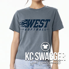 LSW SOFTBALL VINTAGE DENIM CROPPED BELLA CANVAS TEE