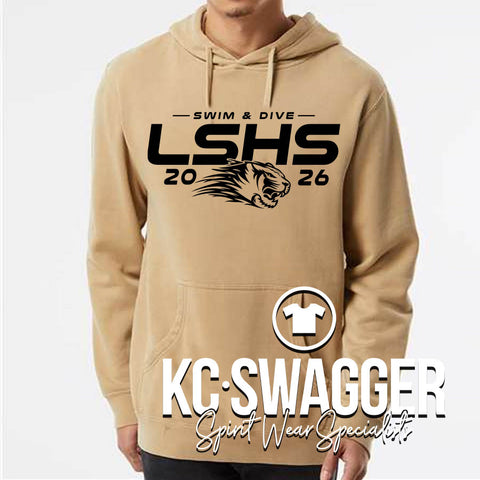 LSHS BOYS SWIM AND DIVE SANDSTONE PIGMENT-DYED INDEPENDENT TRADING CO HOODIE