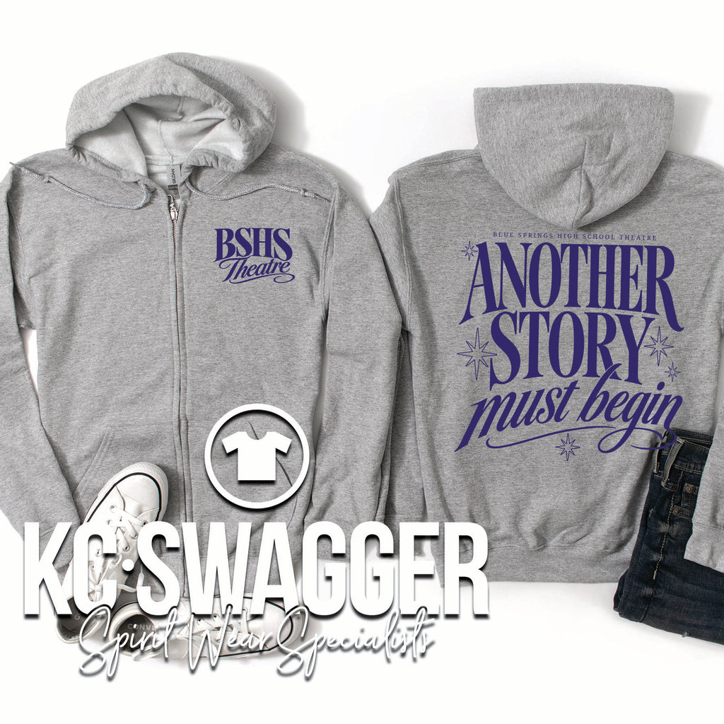 BSHS THEATRE ATHLETIC HEATHER PORT AND CO FULL ZIP HOODIE