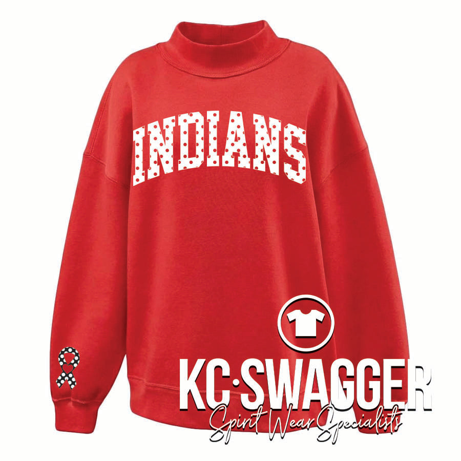 FOSD INDIANS RED PENNANT JULIET MOCKNECK FLEECE (ADULT ONLY)