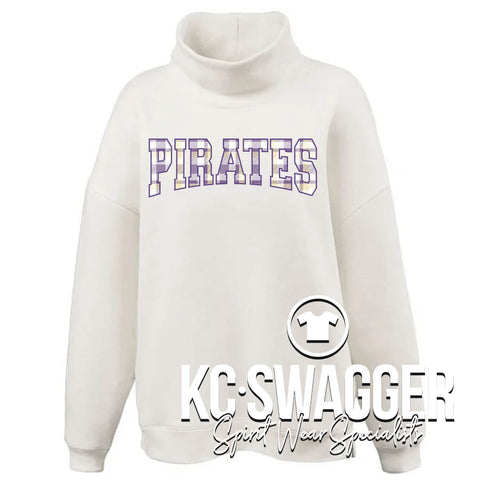 KTE PIRATES CREAM OVERSIZED PENNANT MOCKNECK FLEECE