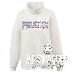 KTE PIRATES CREAM OVERSIZED PENNANT MOCKNECK FLEECE