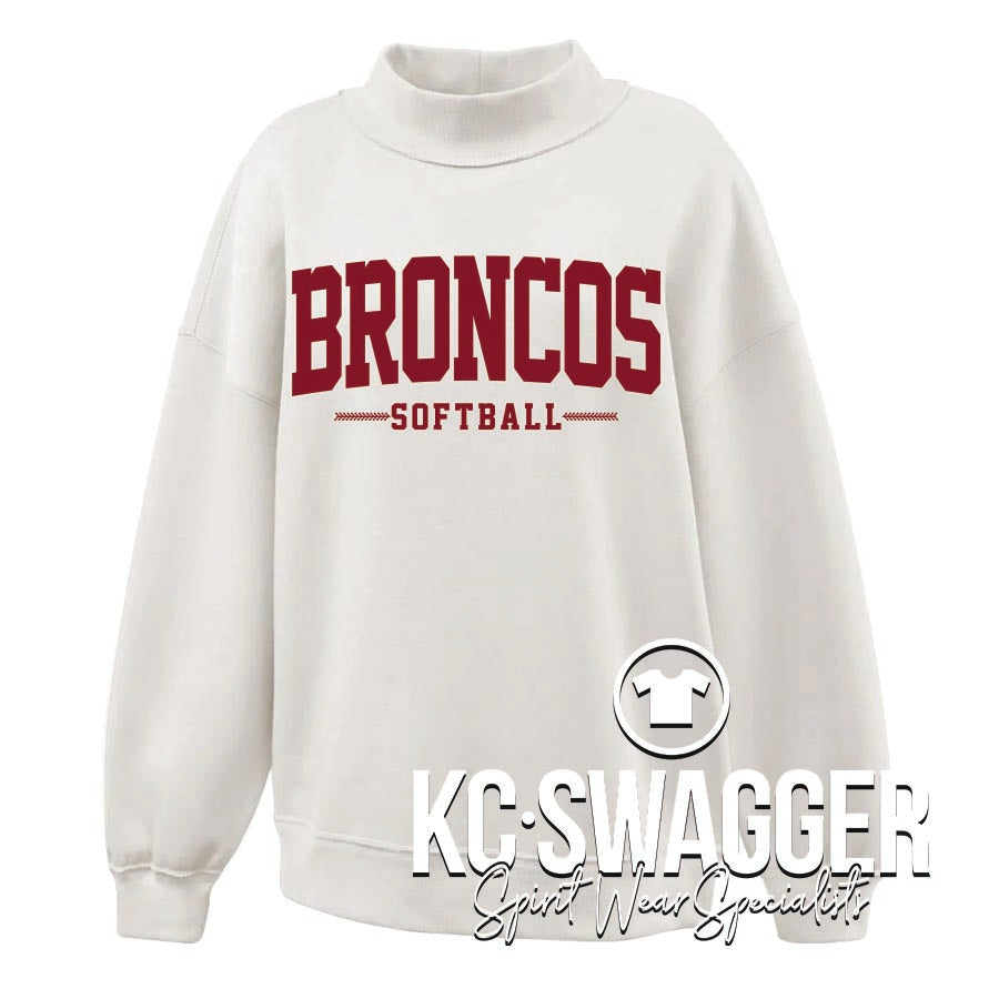 LSN SOFTBALL CREAM WOMEN'S PENNANT OVERSIZED MOCKNECK FLEECE