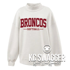 LSN SOFTBALL CREAM WOMEN'S PENNANT OVERSIZED MOCKNECK FLEECE