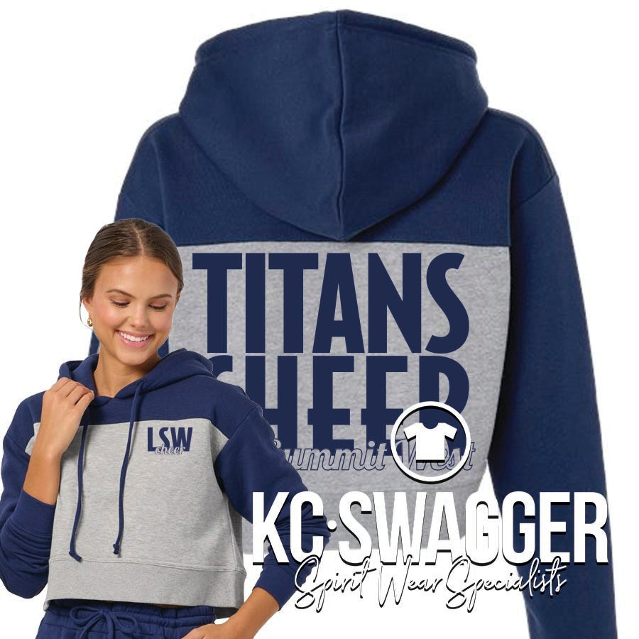 LSW CHEER NAVY AND GRAY WOMEN'S BOXERCRAFT CROPPED HOODIE