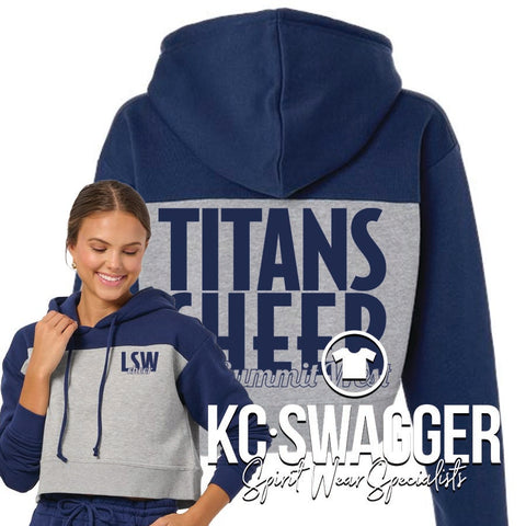 LSW CHEER NAVY AND GRAY WOMEN'S BOXERCRAFT CROPPED HOODIE