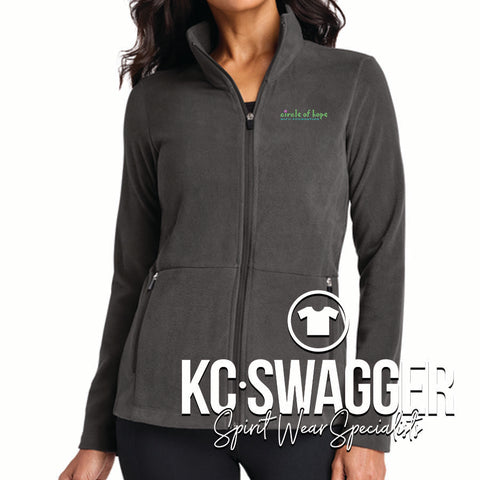 CIRCLE OF HOPE LADIES CUT PEWTER FLEECE JACKET WITH ZIP POCKETS