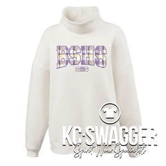 BSHS GG&CO CREAM PENNANT WOMENS OVERSIZED MOCKNECK FLEECE