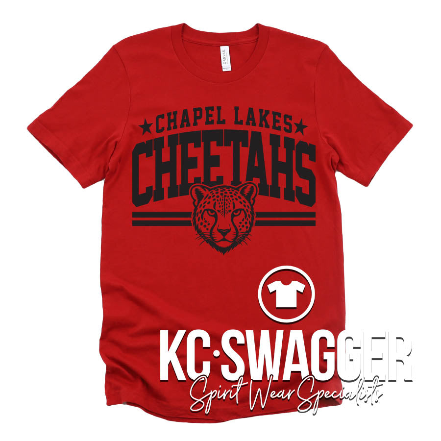 CLE CHEETAHS RED BELLA CANVAS TEE