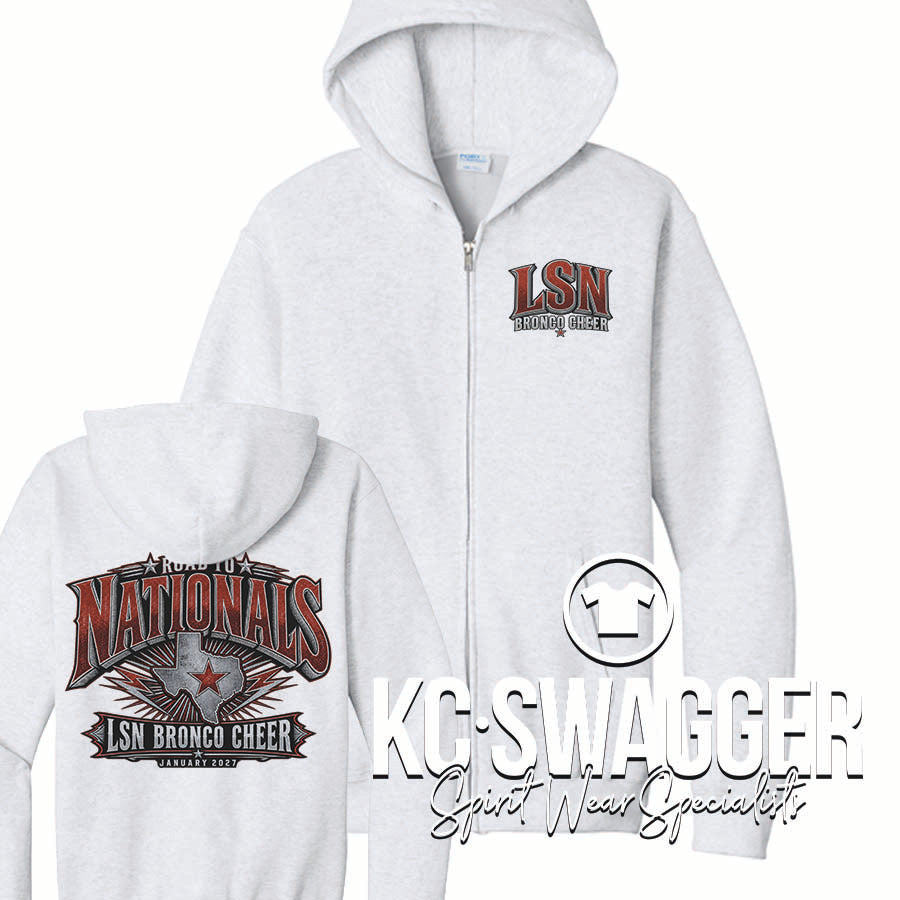 LSN CHEER ASH PORT AND CO FULL ZIP HOODIE