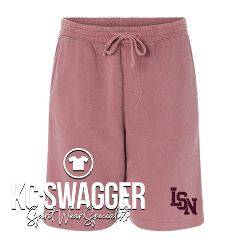 LSN BOYS SWIM AND DIVE MAROON PIGMENT-DYED INDEPENDENT TRADING CO SWEATSHORTS