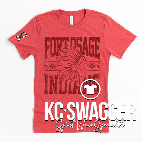 FOSD INDIANS HEATHER RED BELLA CANVAS TEE