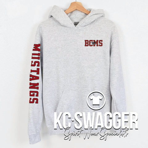 BCMS MUSTANGS ASH GILDAN HOODIE