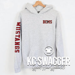 BCMS MUSTANGS ASH GILDAN HOODIE