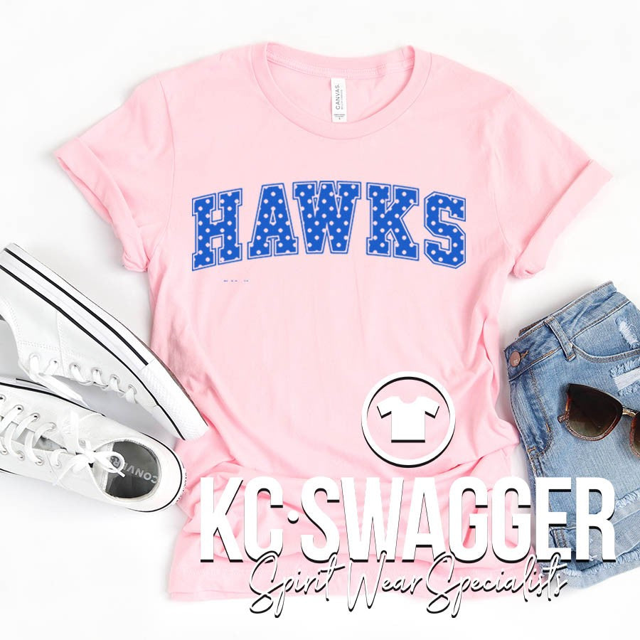HGE HAWKS LIGHT PINK BELLA CANVAS TEE