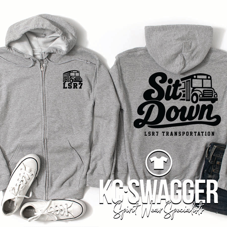 LSR7 TRANSPORTATION ATHLETIC HEATHER PORT AND CO FULL ZIP HOODIE