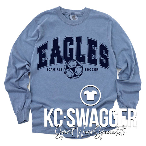 SCA GIRLS SOCCER DENIM LONG SLEEVE COMFORT COLORS TEE