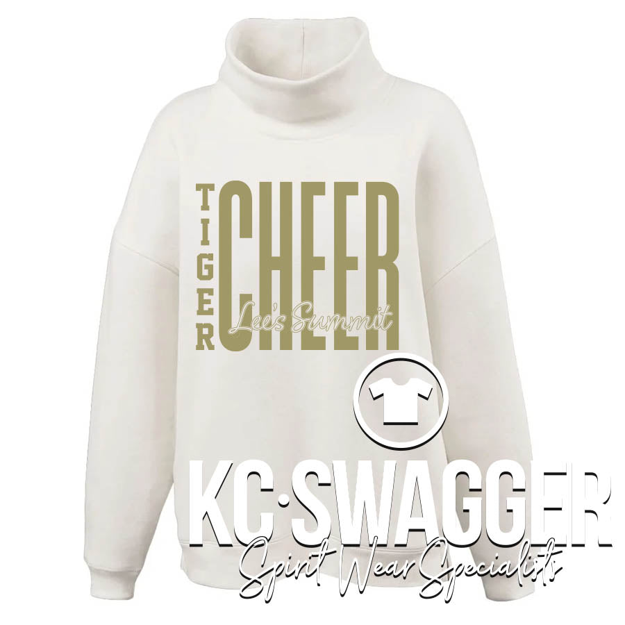 LSHS CHEER CREAM PENNANT OVERSIZED MOCKNECK FLEECE SWEATSHIRT