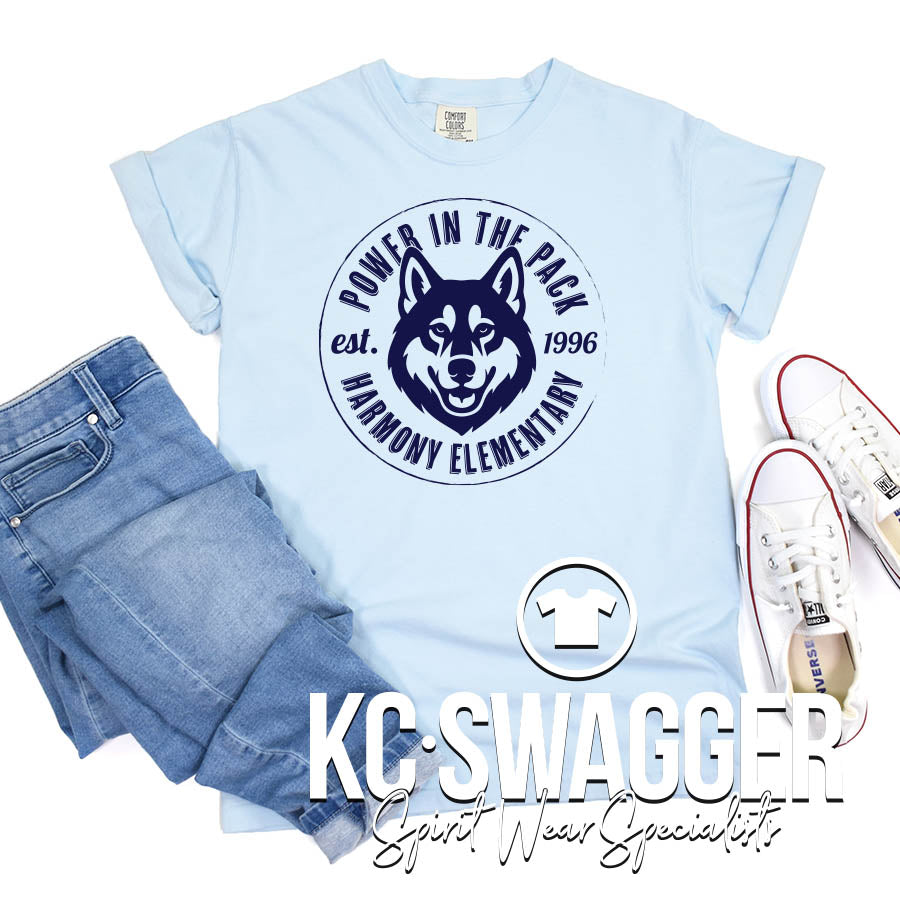 HES HUSKIES CHAMBRAY COMFORT COLORS TEE