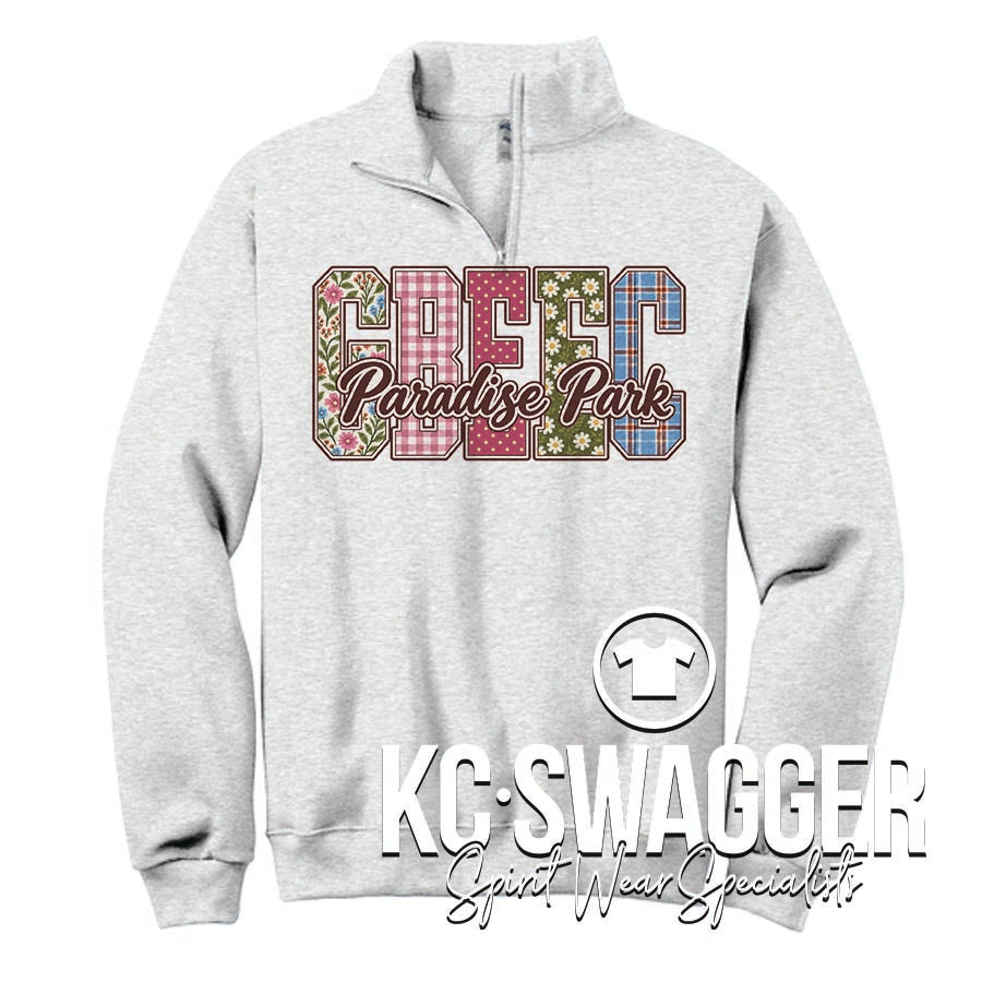 GREAT BEGINNINGS PARADISE PARK ASH PORT AND CO QUARTER ZIP SWEATSHIRT