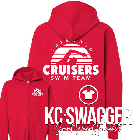 LAKEWOOD CRUISERS RED PORT AND CO FULL ZIP HOODIE