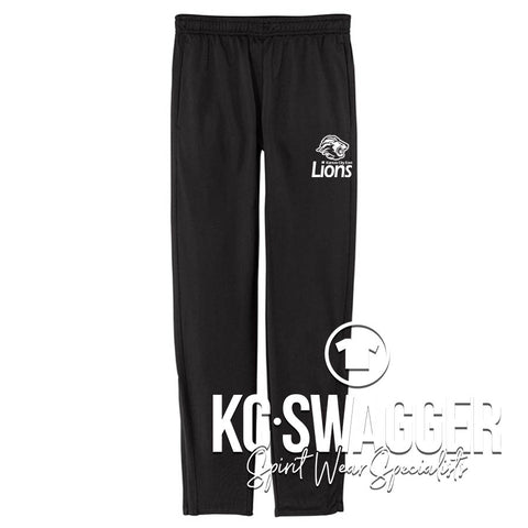 KC EAST LIONS BLACK SPORT-TEK TRICOT TRACK JOGGERS