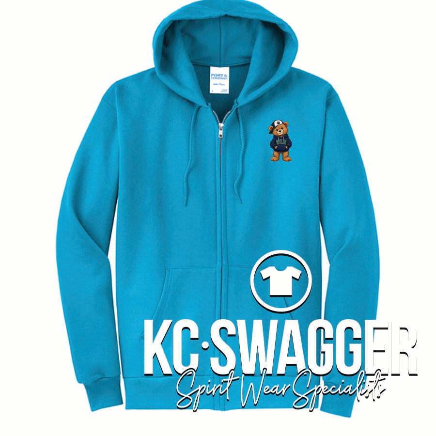 WLE BEARS SAPPHIRE PORT AND CO FULL ZIP HOODED SWEATSHIRT