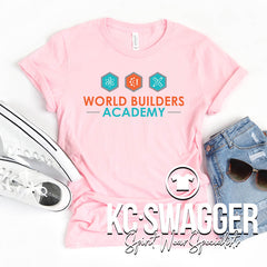 WORLD BUILDERS ACADEMY PINK BELLA CANVAS TEE