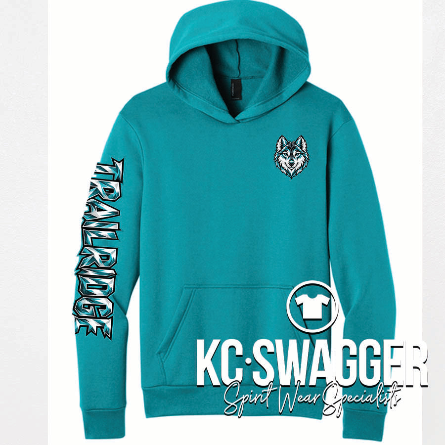 TRE TIMBERWOLVES BRIGHT AQUA PORT AND CO EASY FLEECE HOODIE