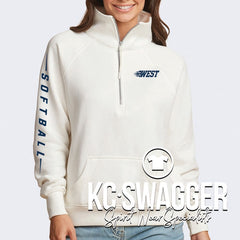 LSW SOFTBALL BLEACHED LINEN ENZA LADIES HALF ZIP FLEECE