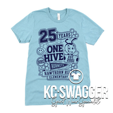 HHE HORNETS HEATHER DUSTY BLUE BELLA CANVAS TEE