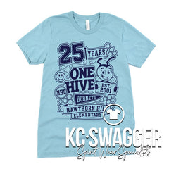 HHE HORNETS HEATHER DUSTY BLUE BELLA CANVAS TEE